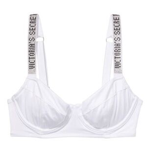 New! Victoria’s Secret wicked shine logo strap bikini top white 4644